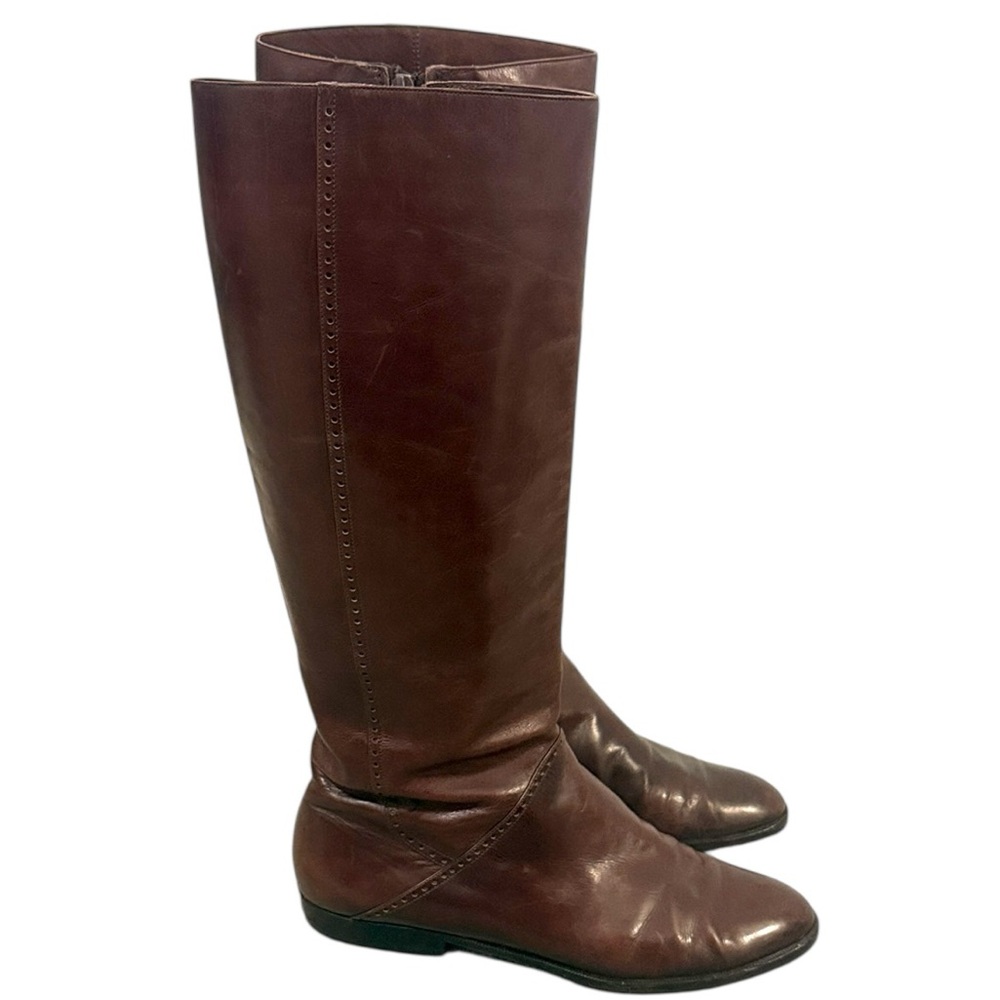 Salvatore Ferragamo Vintage Brown Leather Tall Boots Women 8B Narrow